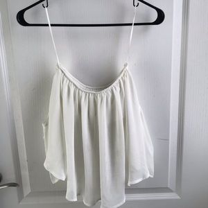 Express cold shoulder chiffon cropped tube top
